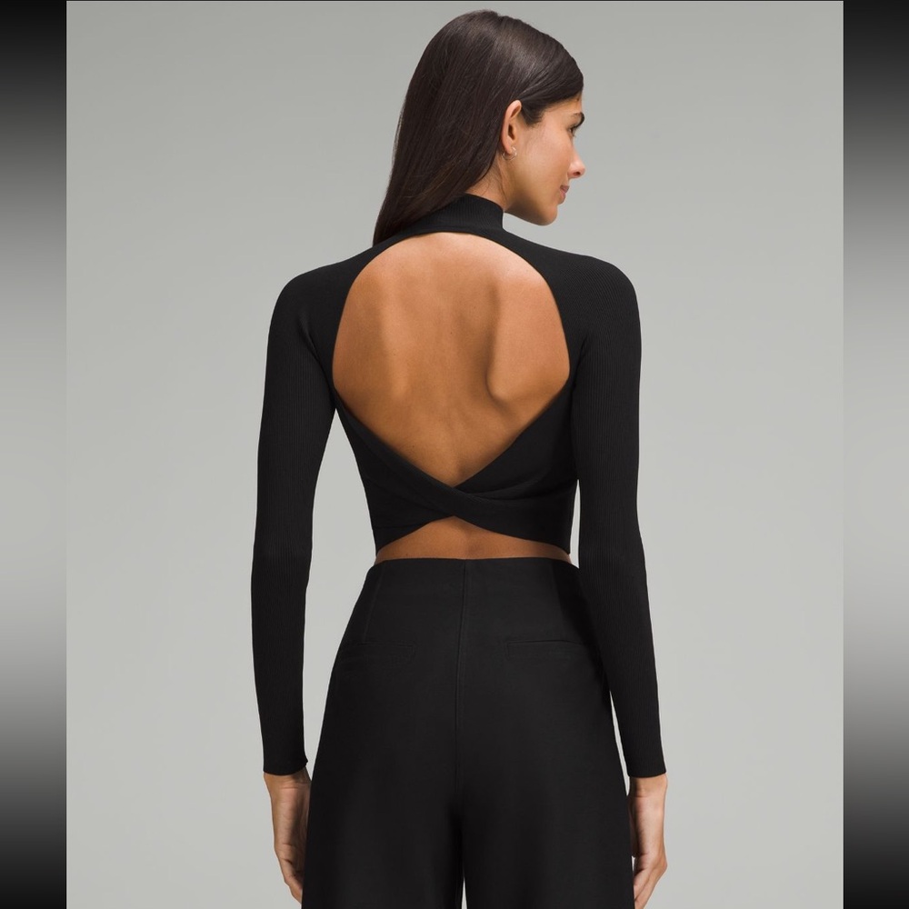 Lululemon Ribbed-Knit Twist-Back Mockneck Sweater